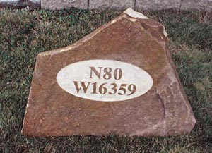 engraved address boulder slab