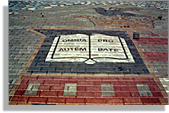 courtyard multi colored bricks create donor layout