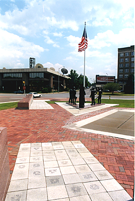 engraved brick veterans park granite & clay pavers